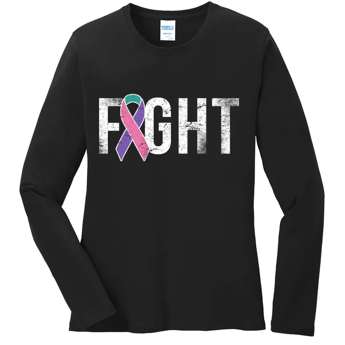 Fight Thyroid Cancer Ladies Long Sleeve Shirt