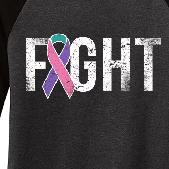 Fight Thyroid Cancer Women's Tri-Blend 3/4-Sleeve Raglan Shirt