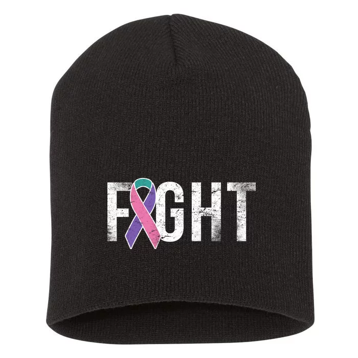 Fight Thyroid Cancer Short Acrylic Beanie