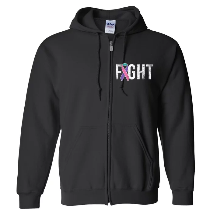 Fight Thyroid Cancer Full Zip Hoodie