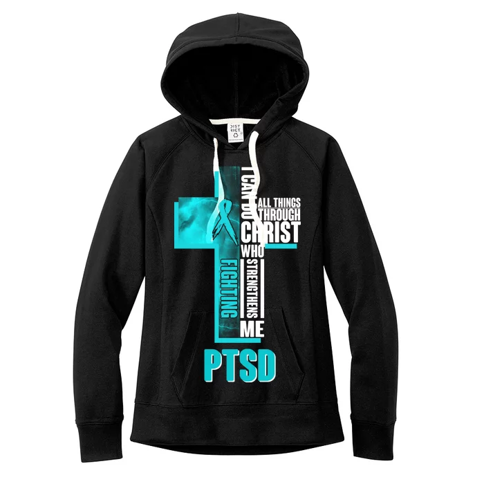 Fighting PTSD Awareness Cross Women's Fleece Hoodie