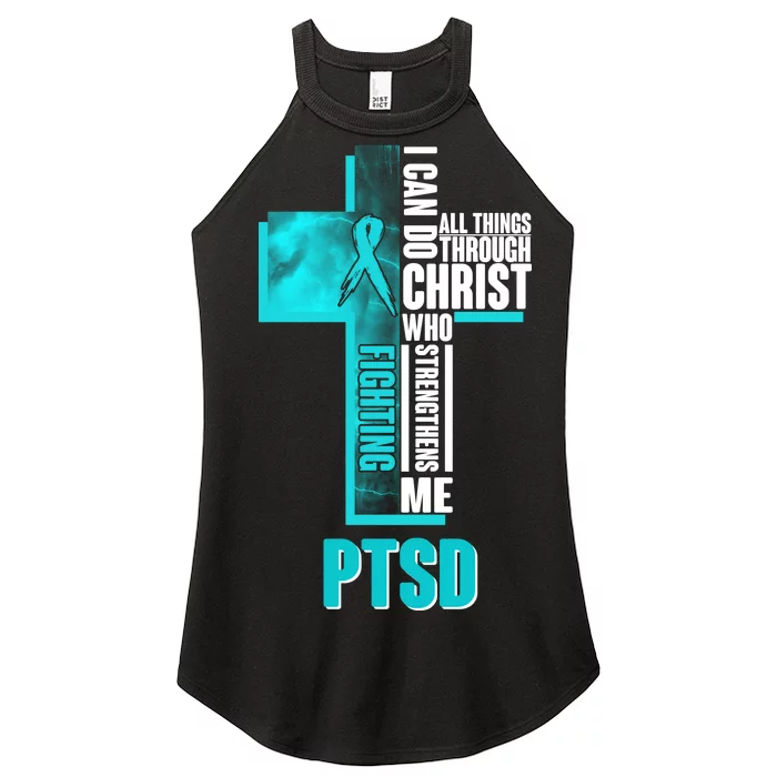 Fighting PTSD Awareness Cross Women’s Perfect Tri Rocker Tank