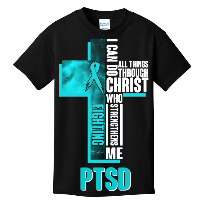 Fighting PTSD Awareness Cross Kids T-Shirt