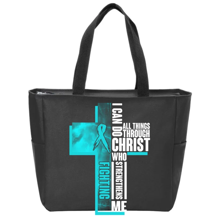 Fighting PTSD Awareness Cross Zip Tote Bag