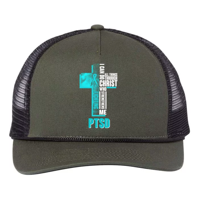 Fighting PTSD Awareness Cross Retro Rope Trucker Hat Cap