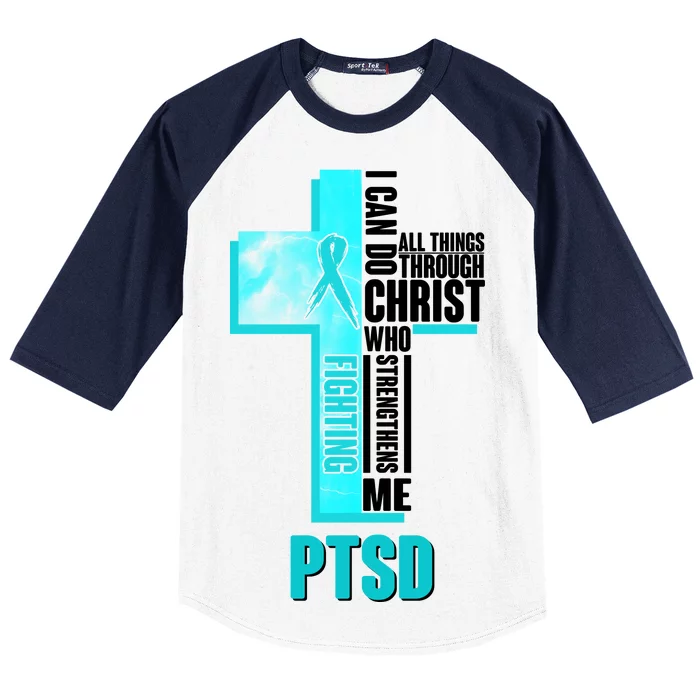 Fighting PTSD Awareness Cross Baseball Sleeve Shirt