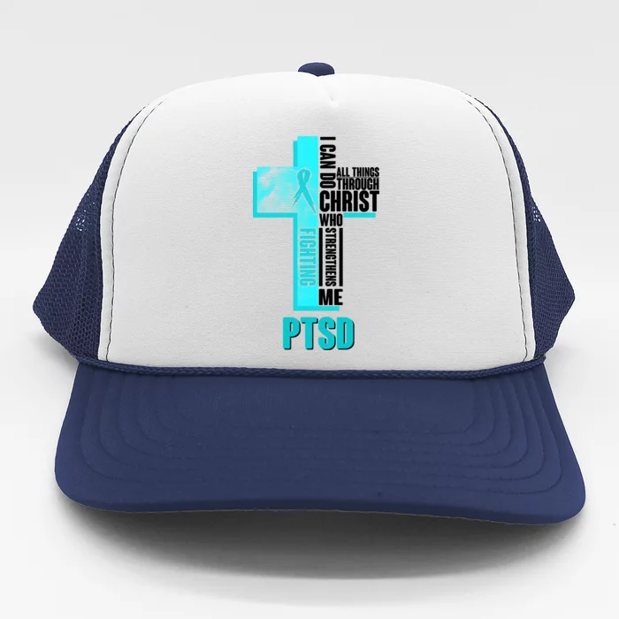 Fighting PTSD Awareness Cross Trucker Hat