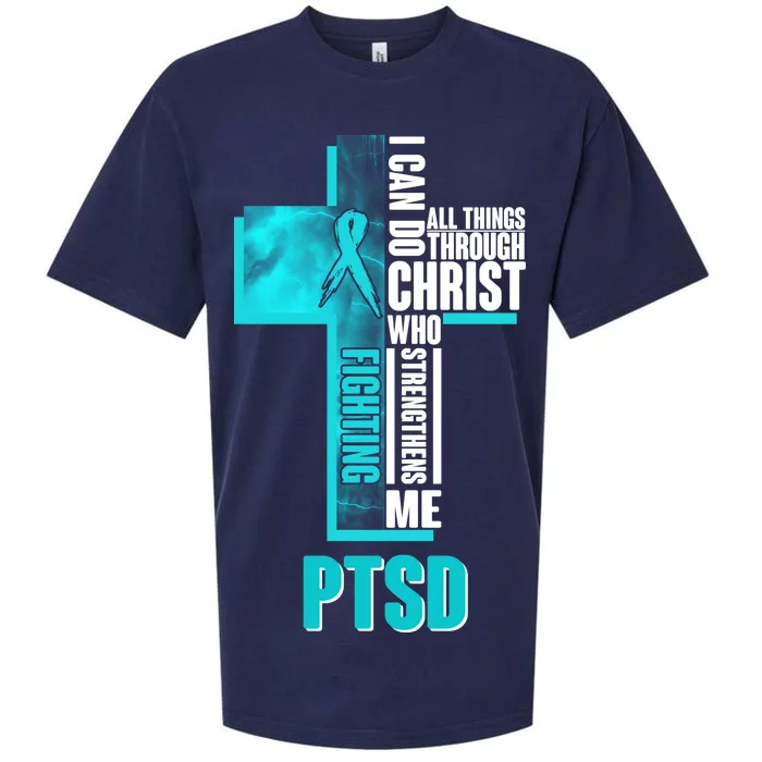 Fighting PTSD Awareness Cross Sueded Cloud Jersey T-Shirt