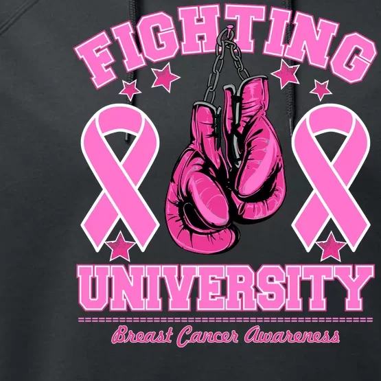 Fighting University Breast Cancer Awareness Boxing Fight Performance Fleece Hoodie