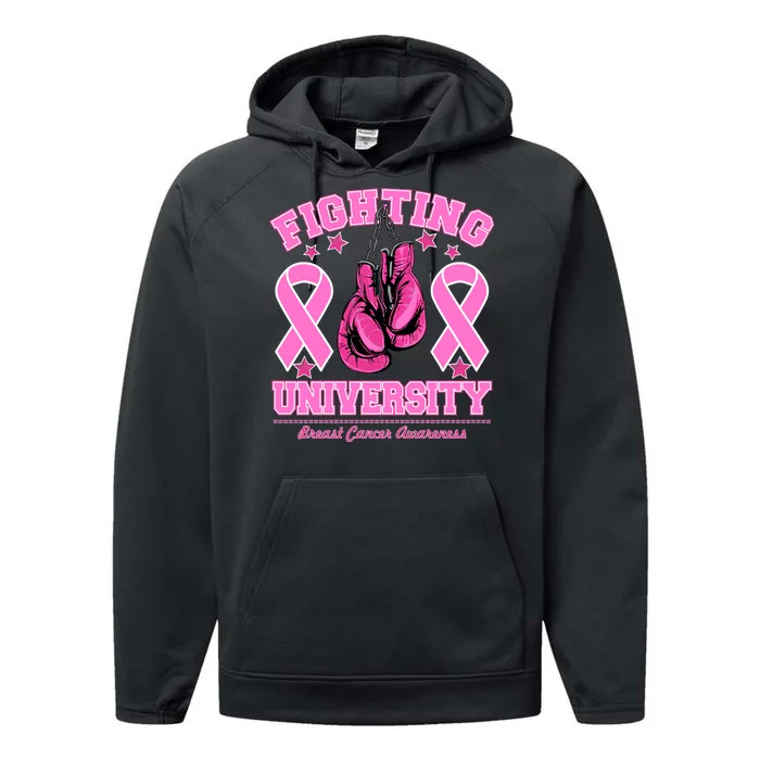 Fighting University Breast Cancer Awareness Boxing Fight Performance Fleece Hoodie