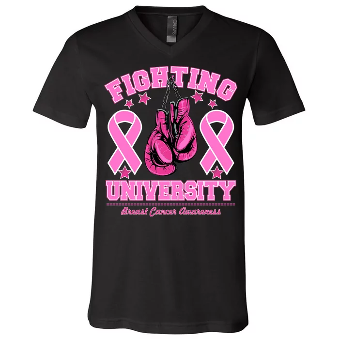 Fighting University Breast Cancer Awareness Boxing Fight V-Neck T-Shirt