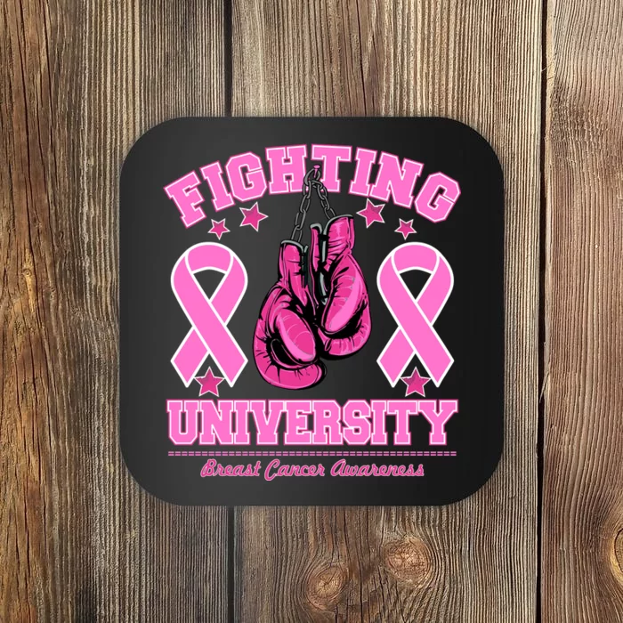 Fighting University Breast Cancer Awareness Boxing Fight Coaster