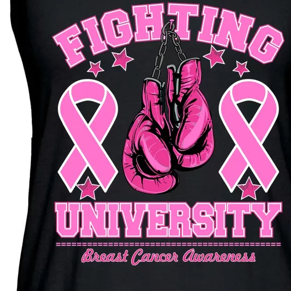 Fighting University Breast Cancer Awareness Boxing Fight Ladies Essential Flowy Tank