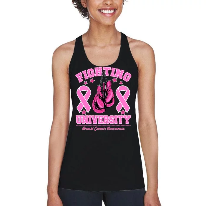 Fighting University Breast Cancer Awareness Boxing Fight Women's Racerback Tank