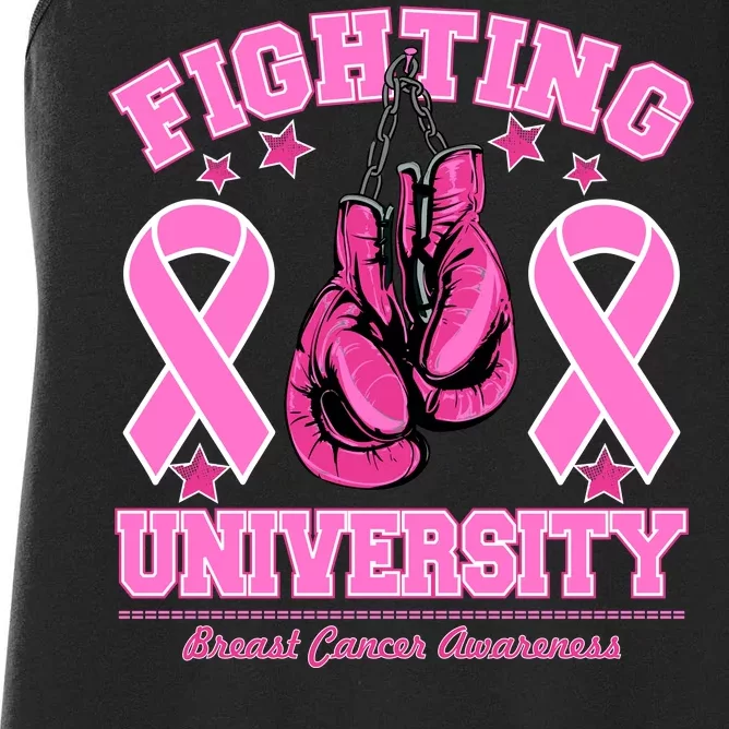 Fighting University Breast Cancer Awareness Boxing Fight Women's Racerback Tank