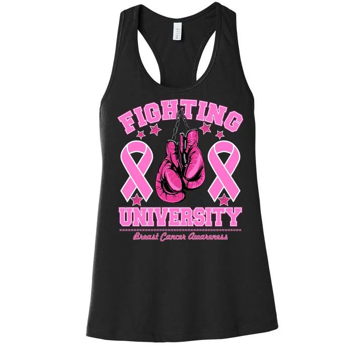 Fighting University Breast Cancer Awareness Boxing Fight Women's Racerback Tank