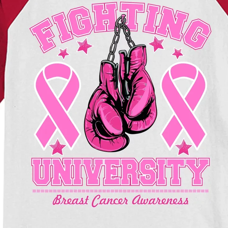 Fighting University Breast Cancer Awareness Boxing Fight Kids Colorblock Raglan Jersey