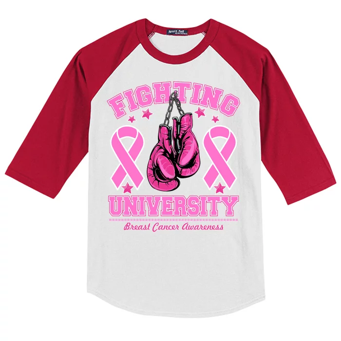 Fighting University Breast Cancer Awareness Boxing Fight Kids Colorblock Raglan Jersey