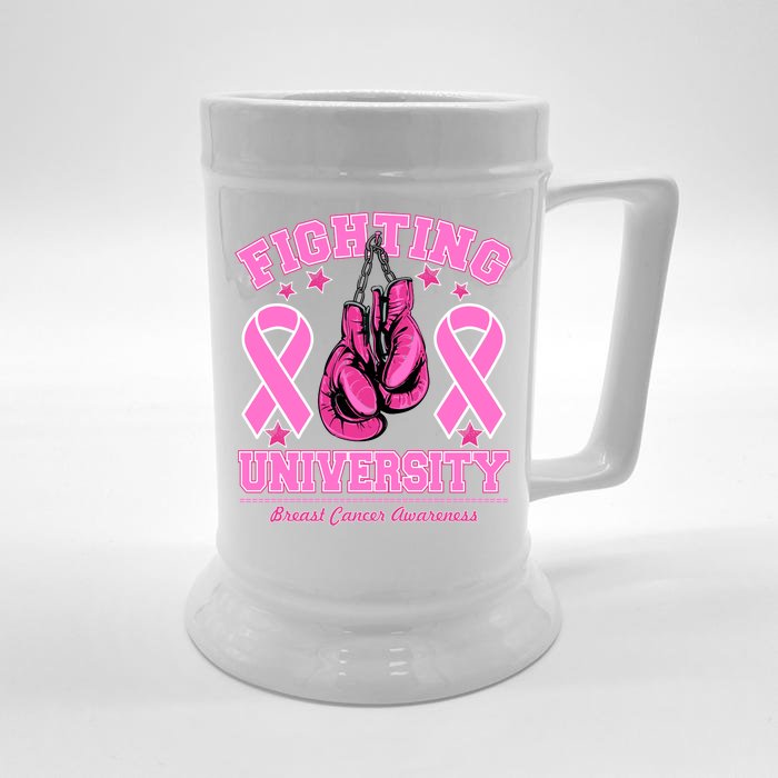 Fighting University Breast Cancer Awareness Boxing Fight Front & Back Beer Stein