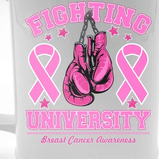 Fighting University Breast Cancer Awareness Boxing Fight Front & Back Beer Stein