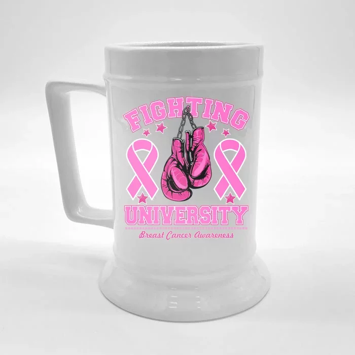 Fighting University Breast Cancer Awareness Boxing Fight Front & Back Beer Stein