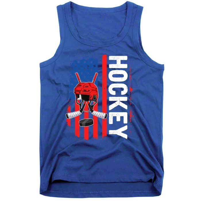 Funny Ice Hockey American Flag Patriotic Happy 4th Of July Cute Gift Tank Top