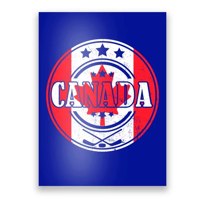 Funny Ice Hockey Stick Maple Leaf Canadian Flag Canada Day Great Gift Poster