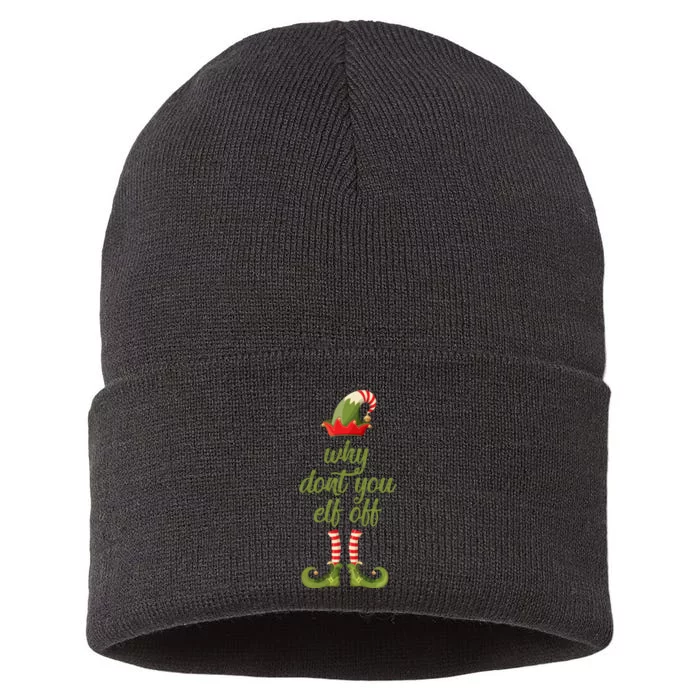 Funny I Hate Christmas Why DonT You Elf Off Swearing Sustainable Knit Beanie