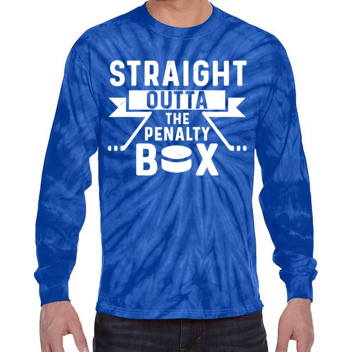 Funny Ice Hockey Player Straight Outta The Penalty Box Gift Tie-Dye Long Sleeve Shirt