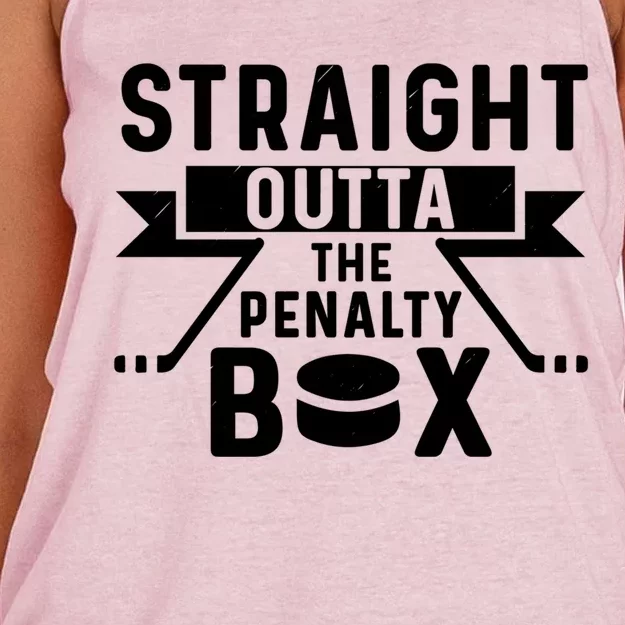 Funny Ice Hockey Player Straight Outta The Penalty Box Gift Women's Knotted Racerback Tank