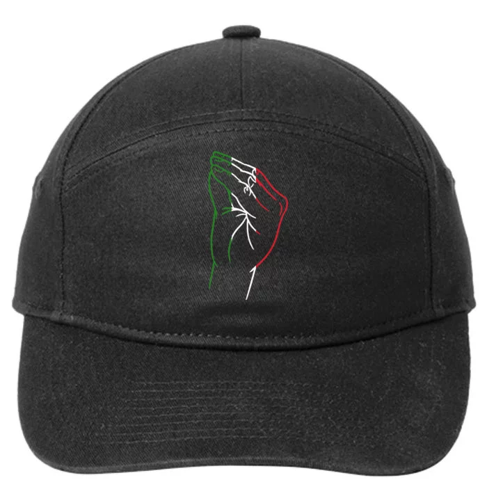 Funny Italian Hand Gesture Italian Flag Italy Italia 7-Panel Snapback Hat