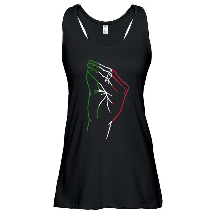 Funny Italian Hand Gesture Italian Flag Italy Italia Ladies Essential Flowy Tank