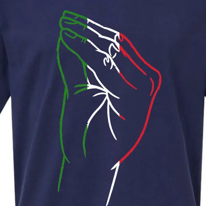 Funny Italian Hand Gesture Italian Flag Italy Italia Sueded Cloud Jersey T-Shirt