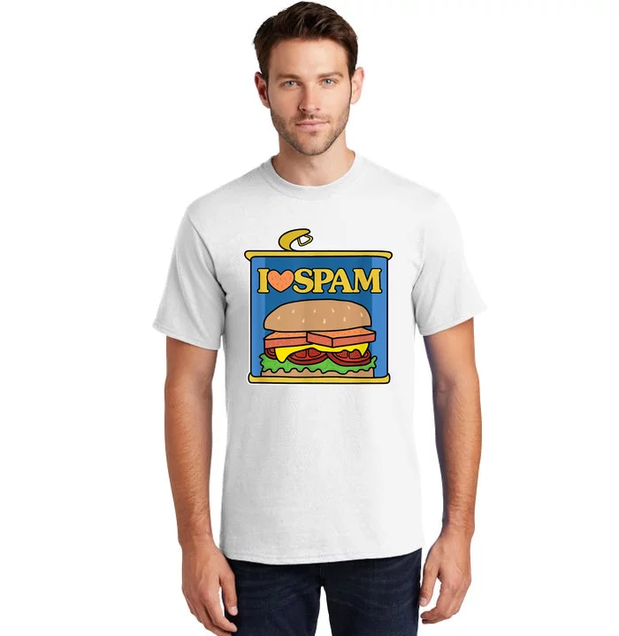 Funny I Heart Love Spam Canned Cooked Pork Food Lover Spam Tall T-Shirt