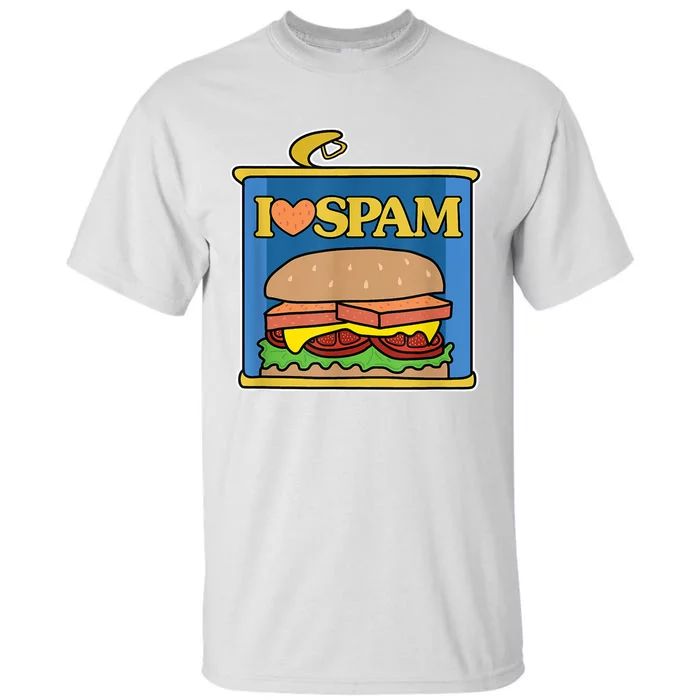 Funny I Heart Love Spam Canned Cooked Pork Food Lover Spam Tall T-Shirt