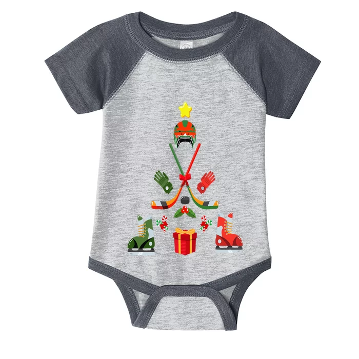 Funny Ice Hockey Christmas Tree Pajama Costume Infant Baby Jersey Bodysuit