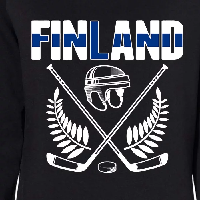 Finland Ice Hockey Fans Jersey Finnish Flag Hockey Sticks Womens California Wash Sweatshirt