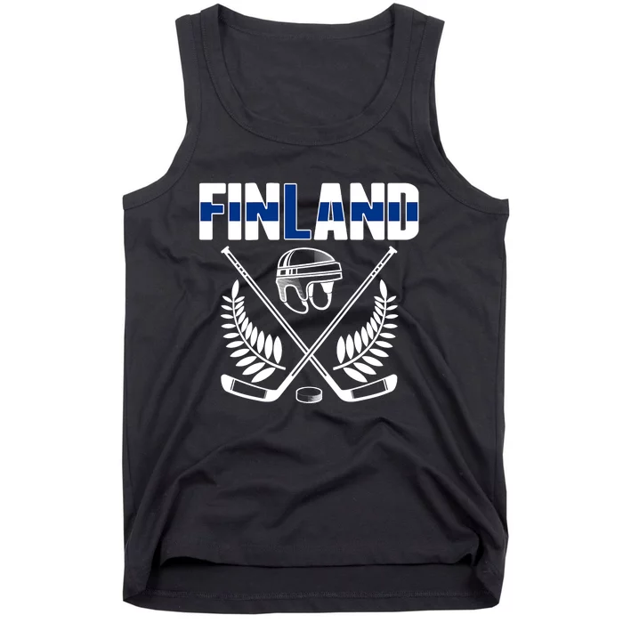 Finland Ice Hockey Fans Jersey Finnish Flag Hockey Sticks Tank Top