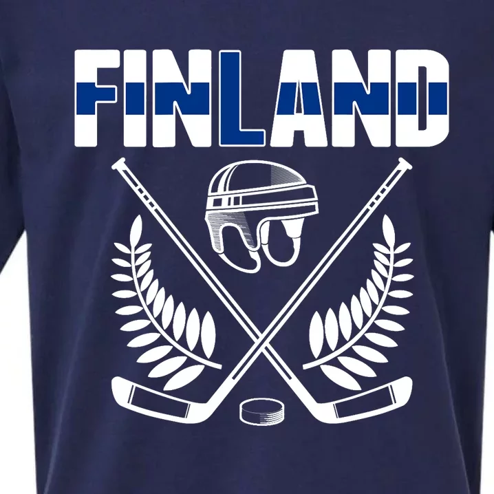 Finland Ice Hockey Fans Jersey Finnish Flag Hockey Sticks Sueded Cloud Jersey T-Shirt