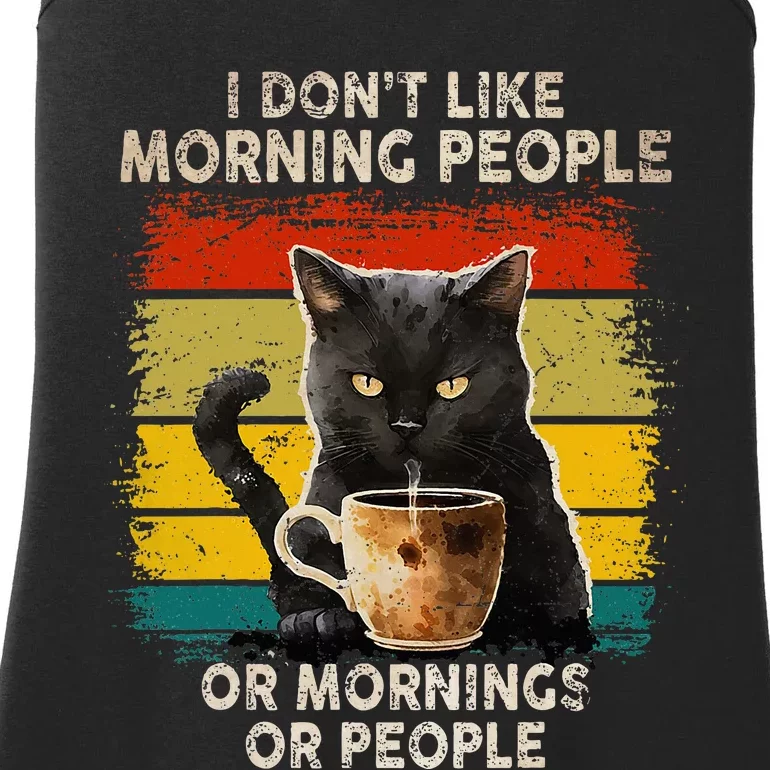 Fun I Hate Morning People And Mornings And People Coffee Cat Ladies Essential Tank