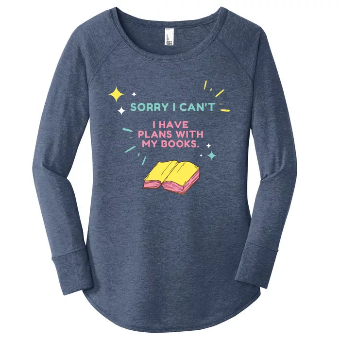 Funny I Have Plans With My Book Boo Lover Funny Bookworm Funny Book Nerd Women's Perfect Tri Tunic Long Sleeve Shirt