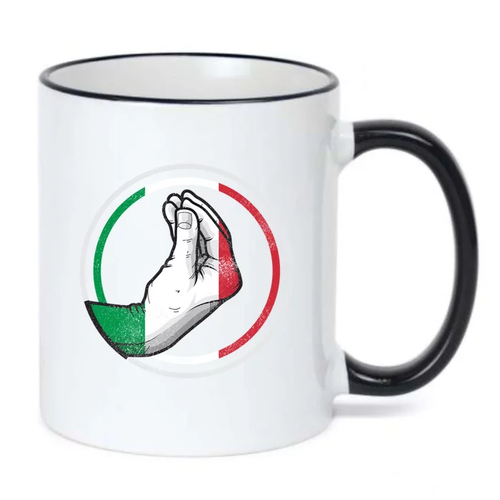 Funny Italy Hand Gesture Italian Flag Gift Black Color Changing Mug