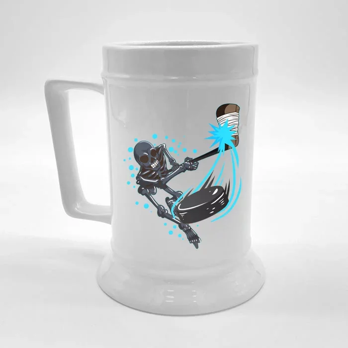 Funny Ice Hockey Skeleton Ice Hockey Fan Ice Hockey Player Gift Front & Back Beer Stein