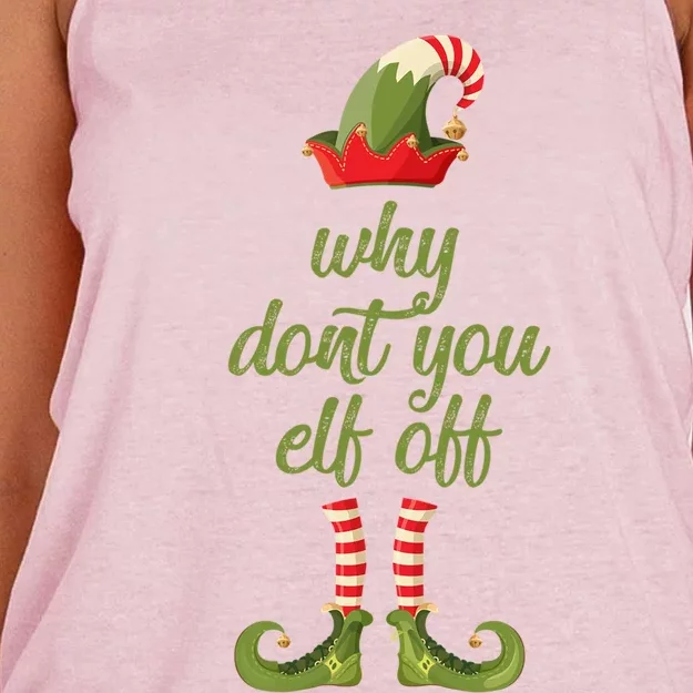 Funny I Hate Christmas Why Dont You Elf Off Swearing Gift Women's Knotted Racerback Tank