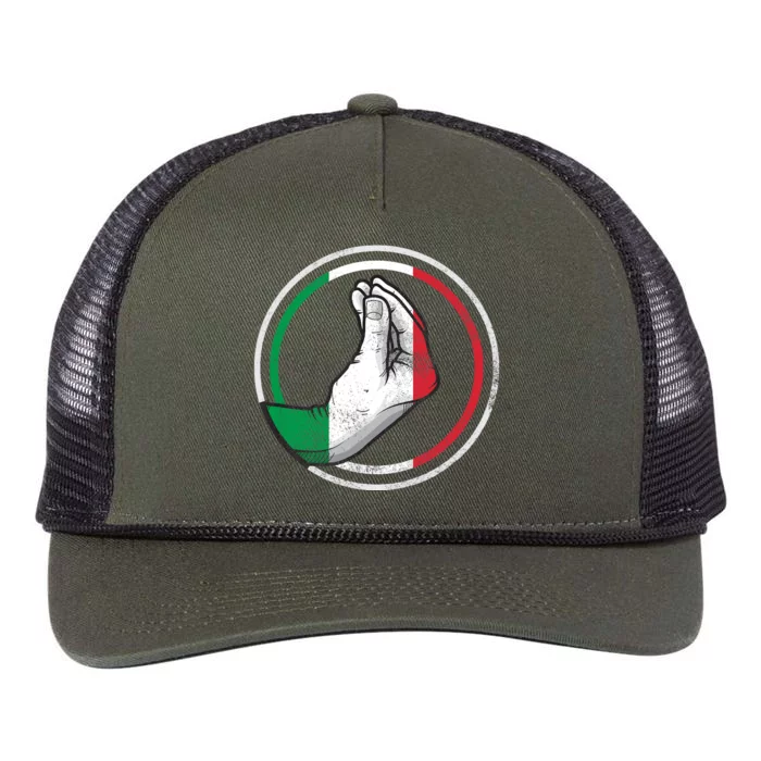 Funny Italy Hand Gesture Italian Flag Retro Rope Trucker Hat Cap