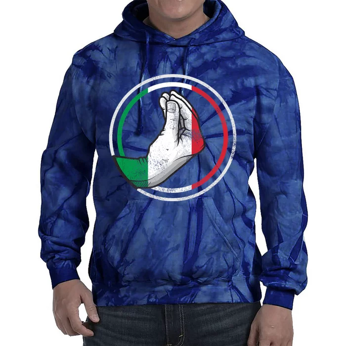 Funny Italy Hand Gesture Italian Flag Tie Dye Hoodie