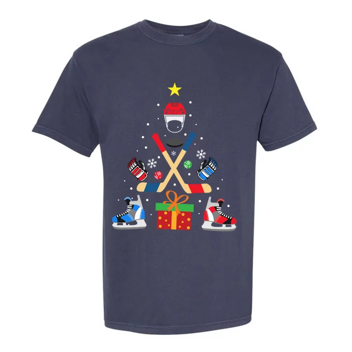 Funny Ice Hockey Christmas Tree Matching Christmas Gift Great Gift Garment-Dyed Heavyweight T-Shirt