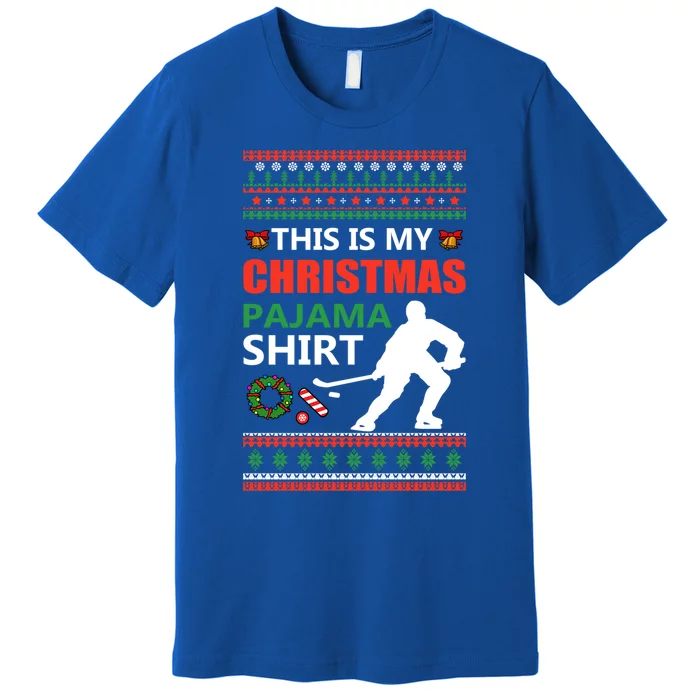 Funny Ice Hockey Christmas Pajama Ugly X Mas Sweater Meaningful Gift Premium T-Shirt