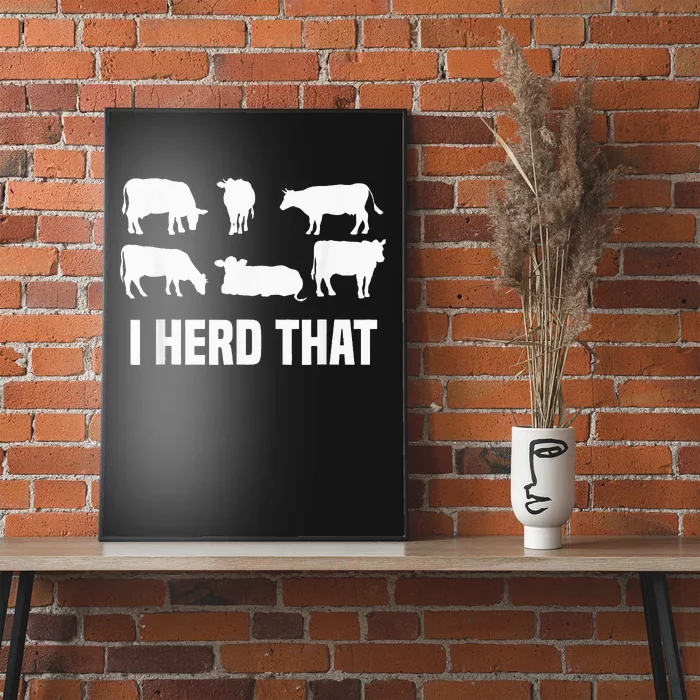 funny I Herd That I Animal Farm Cow Dairy Poster