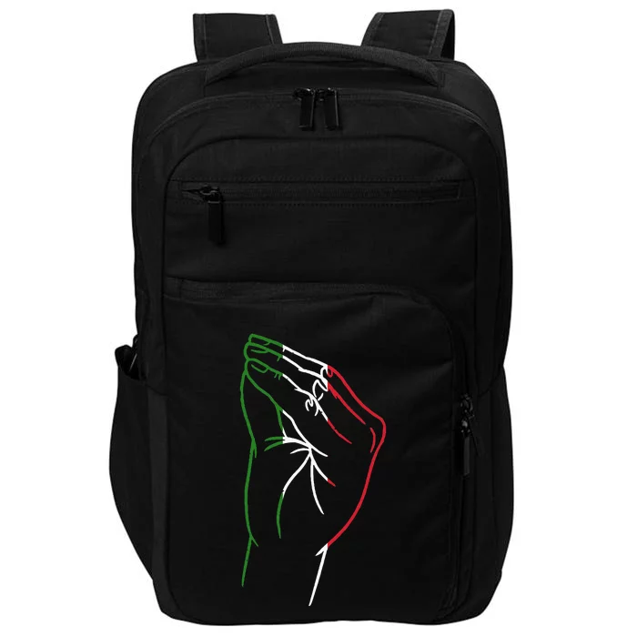 Funny Italian Hand Gesture Italian Flag Italy Italia Impact Tech Backpack